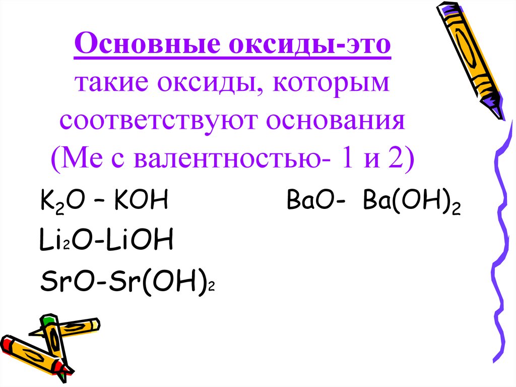 Какие вещества относятся к основным оксидам