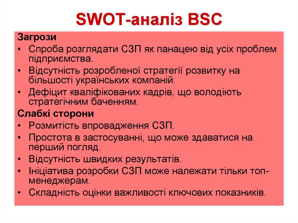 SWOT-аналіз BSC
