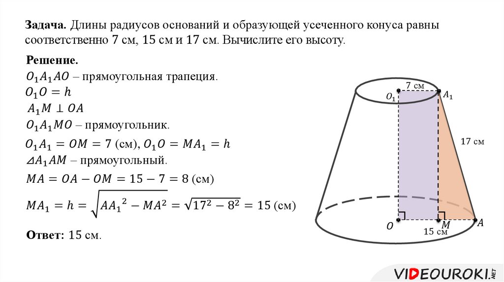 Объем конуса объем усеченного конуса презентация