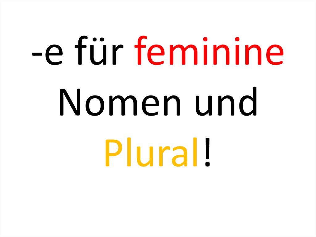 -e für feminine Nomen und Plural!