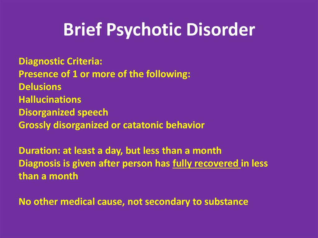 Other Psychotic Disorders 