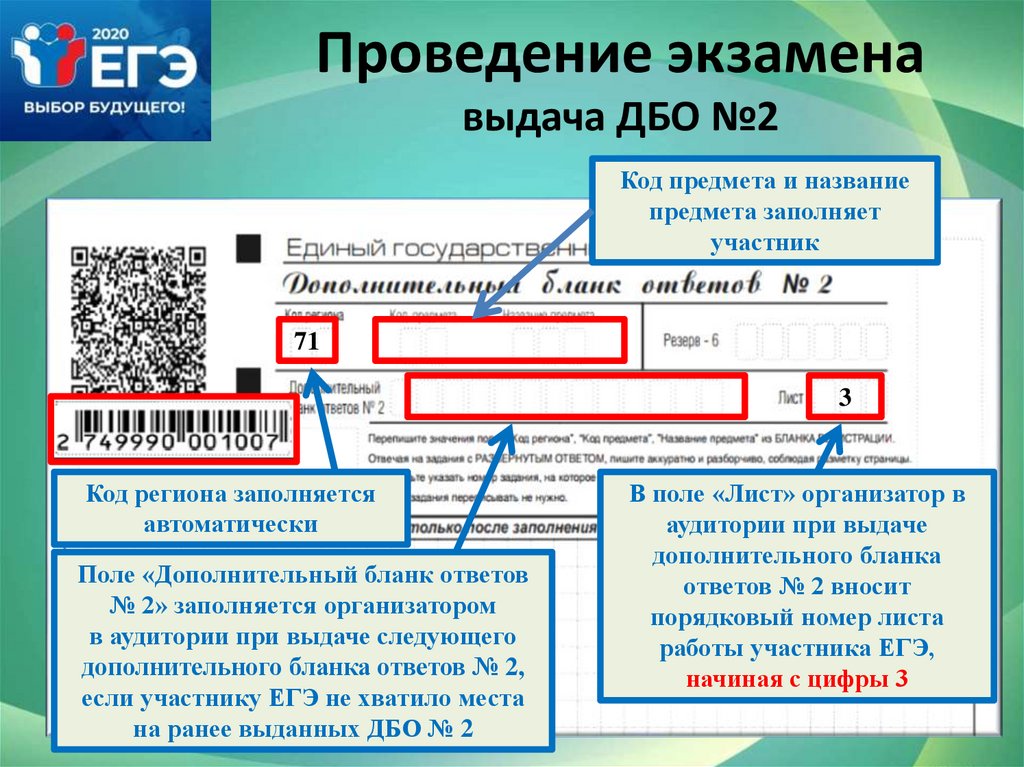 Выдача экзаменационных бланков