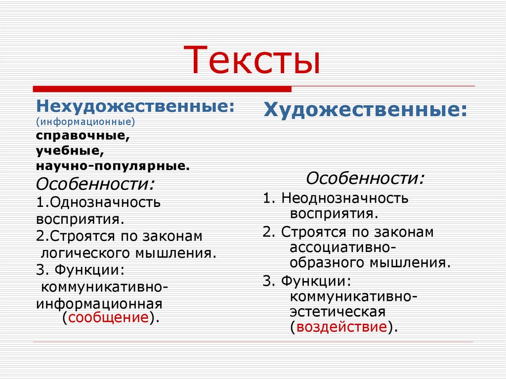 Особенности построения художественных и нехудожественных текстов 4 класс презентация