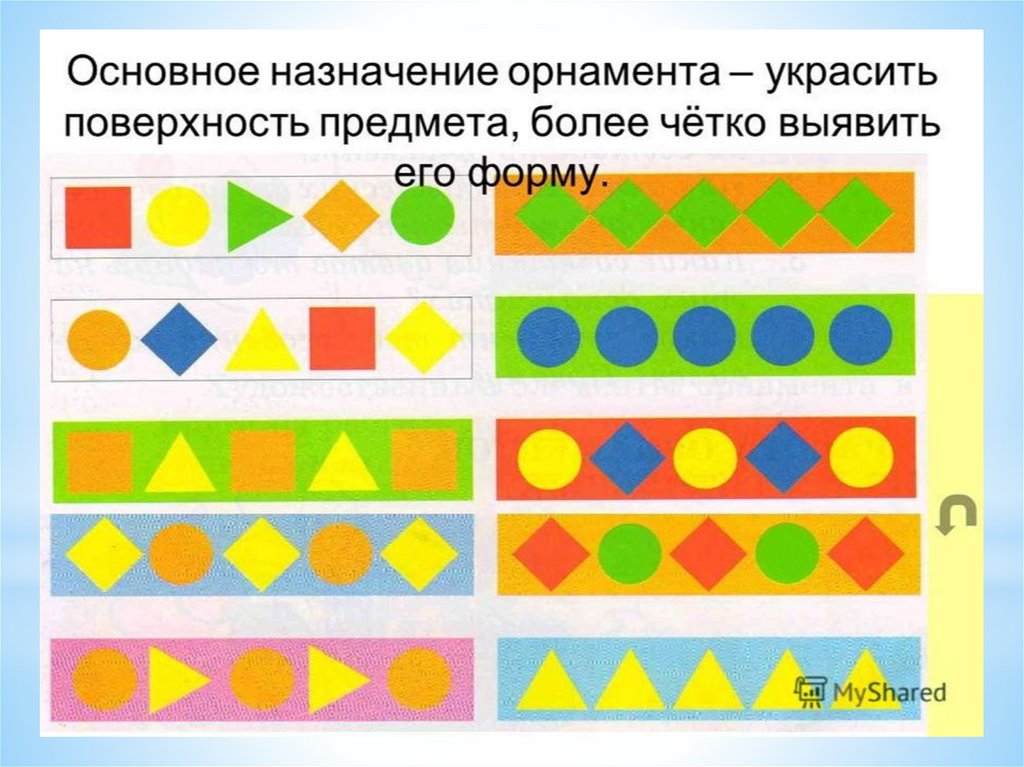 Орнамент 1 класс технология. Узор в полосе из геометрических фигур. Составление узора в полосе. Составление узора из геометрических фигур. Орнамент из геометрических фигур в полосе.