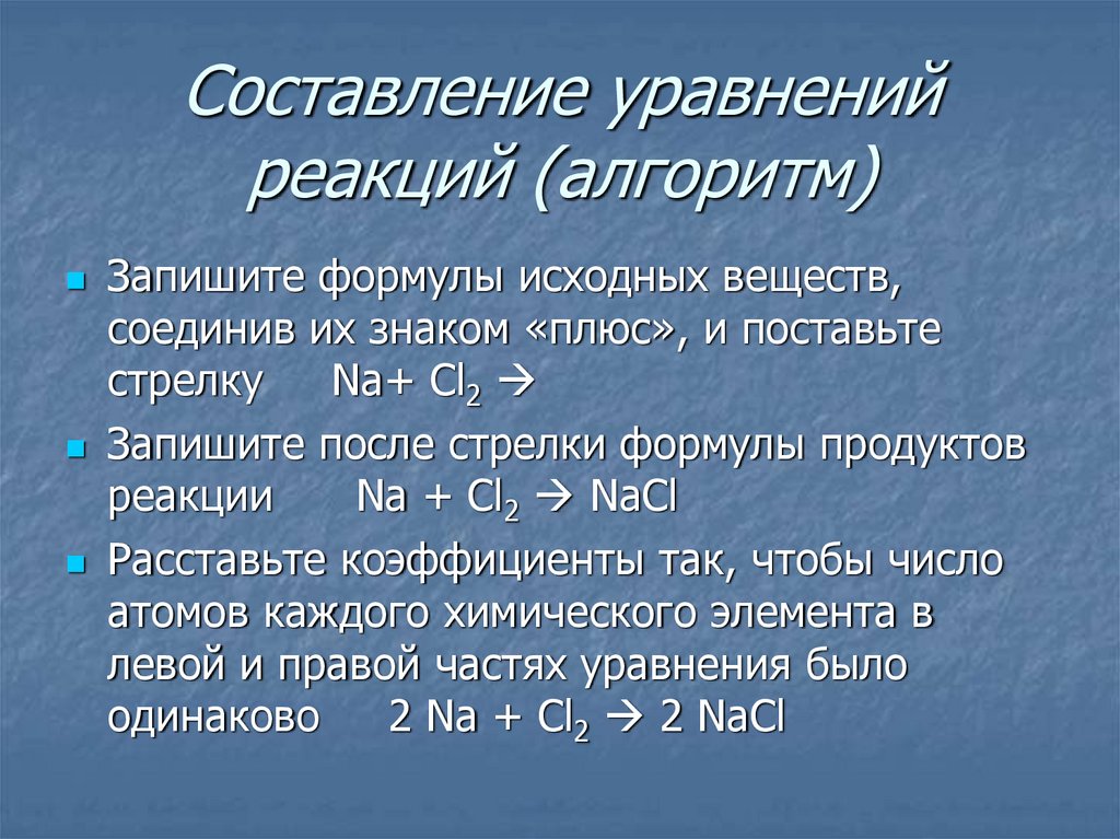 Запишите формулировку. Алгоритм записи уравнения химической реакции. Алгоритм составления уравнений химических реакций. Алгоритм составления уравнения химических реакций объяснение. Алгоритм написания уравнений химических реакций.