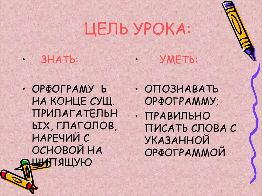 ЦЕЛЬ УРОКА: