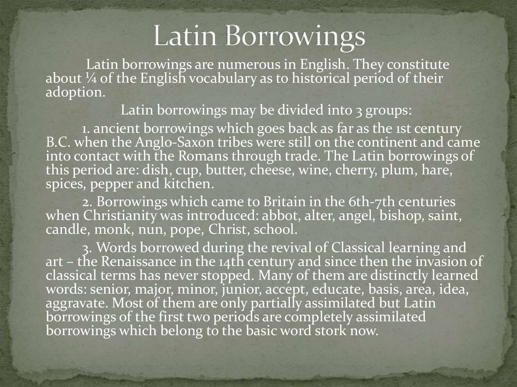 Latin Borrowings