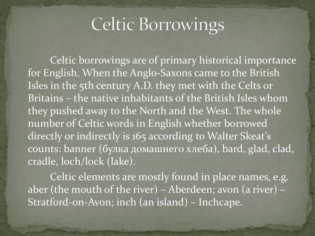 Celtic Borrowings