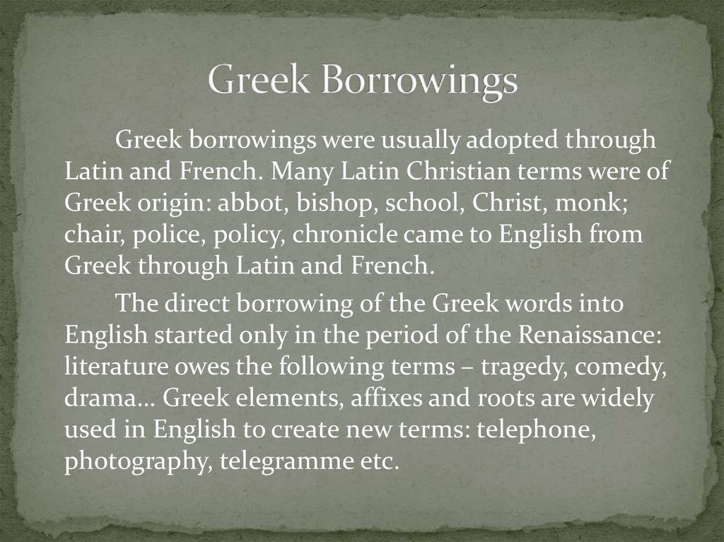 Greek Borrowings