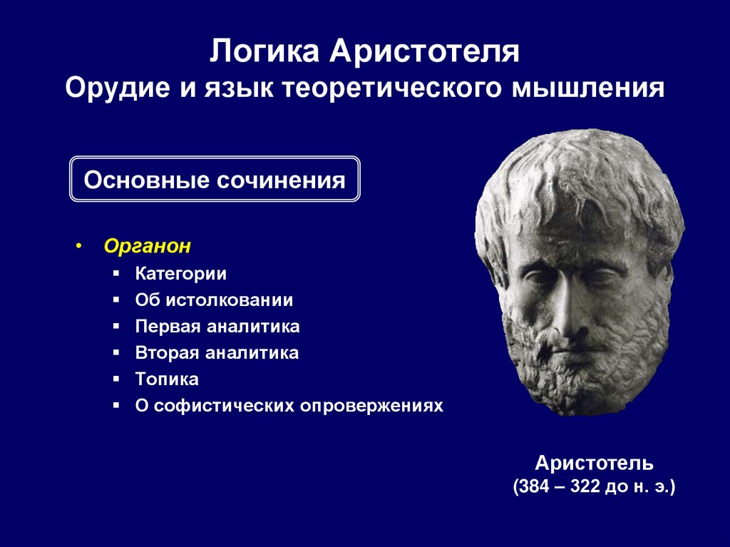 Логика Аристотеля Орудие и язык теоретического мышления