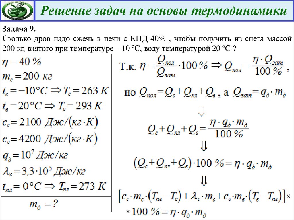 Контрольная работа термодинамика