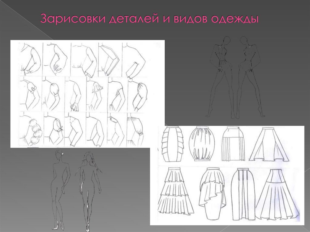 Зарисовки деталей и видов одежды