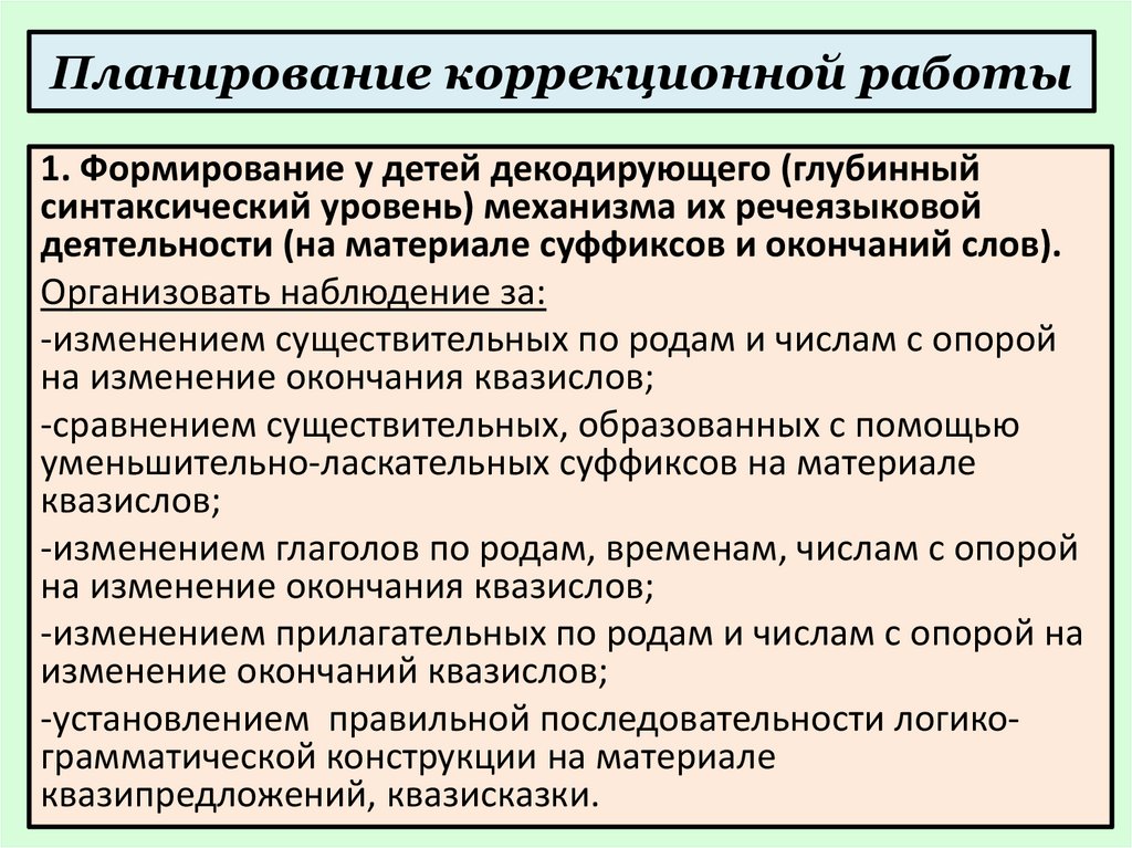 План коррекционной работы по русскому языку 2 класс