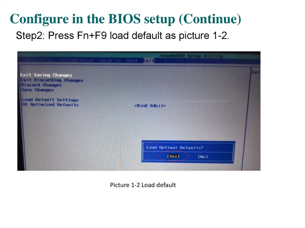 Configure in the BIOS setup (Continue)