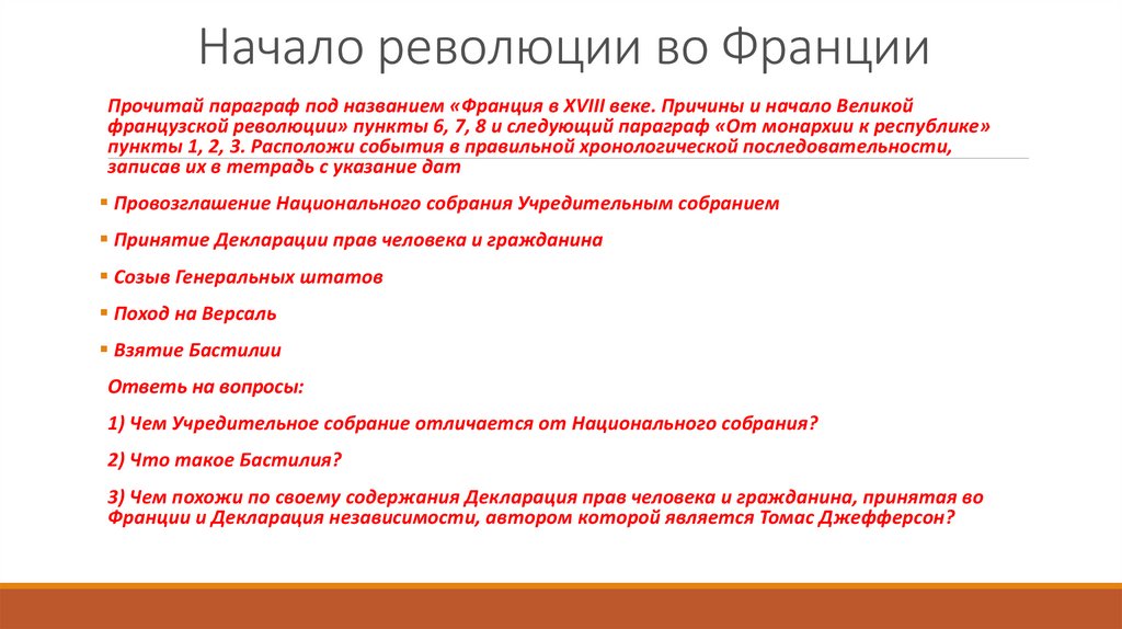 Начало революции во Франции