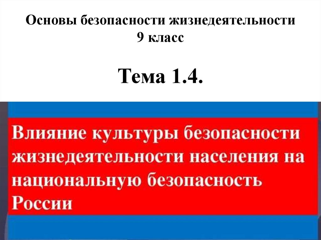 Основы безопасности жизнедеятельности (9 класс Тема 1.4.) - презентация ...