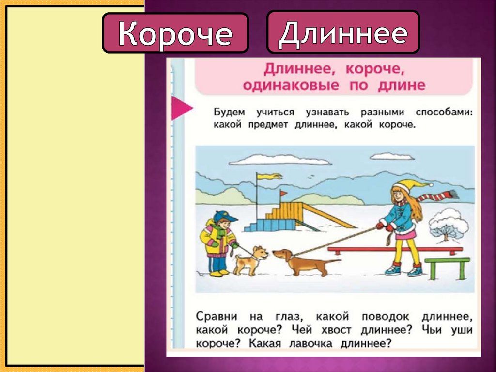 Длиннее короче одинаковые по длине презентация 1 класс школа россии