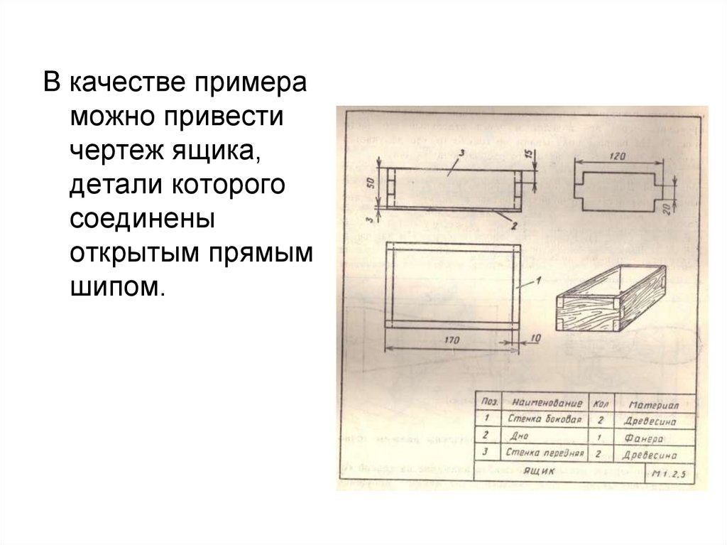 Чертеж на деревянный ящик