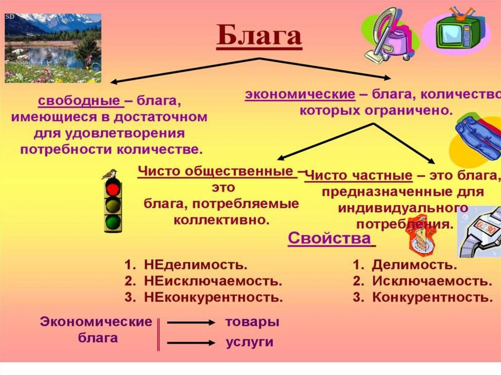 Экономические и общественные блага план