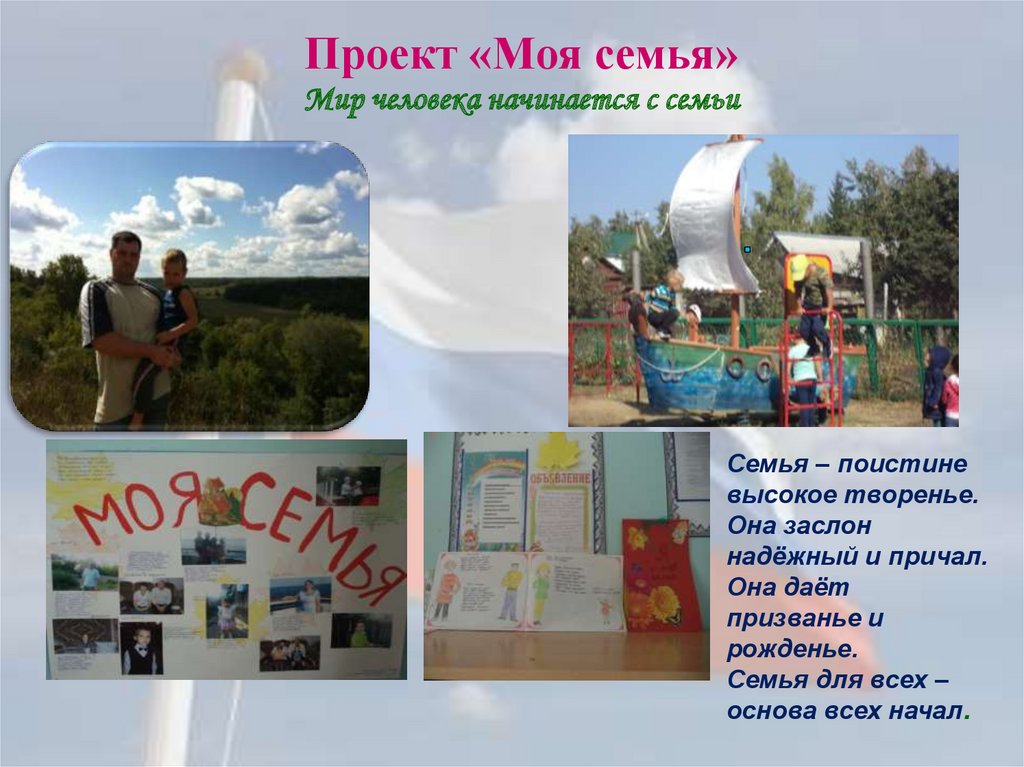 Проект «Моя семья» Мир человека начинается с семьи