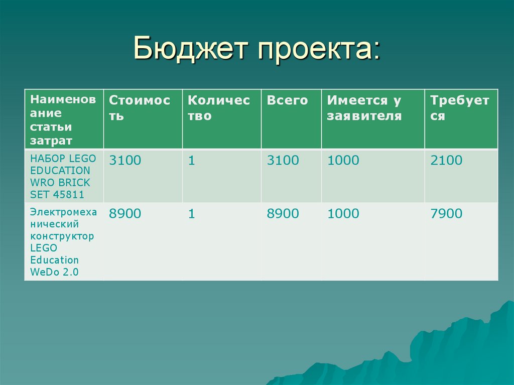 Бюджет проекта: