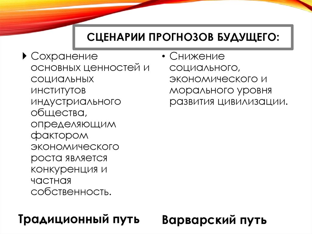 Феномены современной культуры. Сценарии прогноза. • Сценарии прогнозов компании.