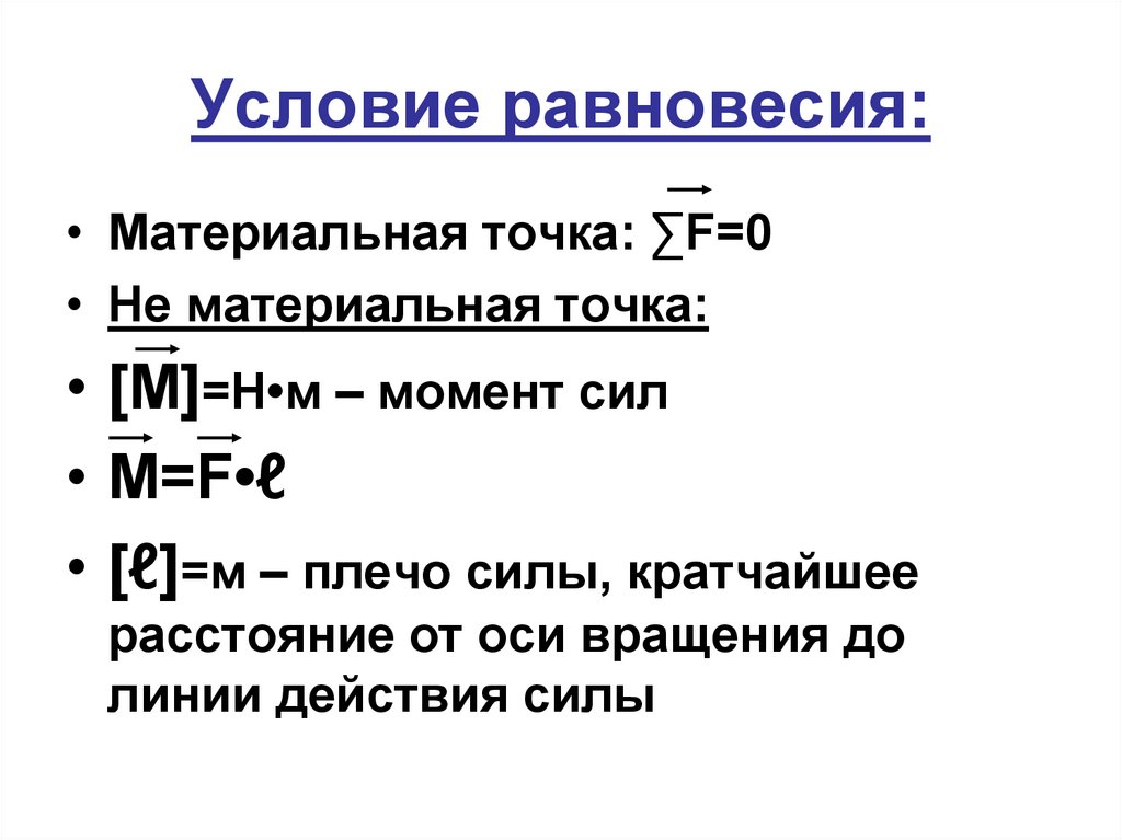 Проект равновесие тел