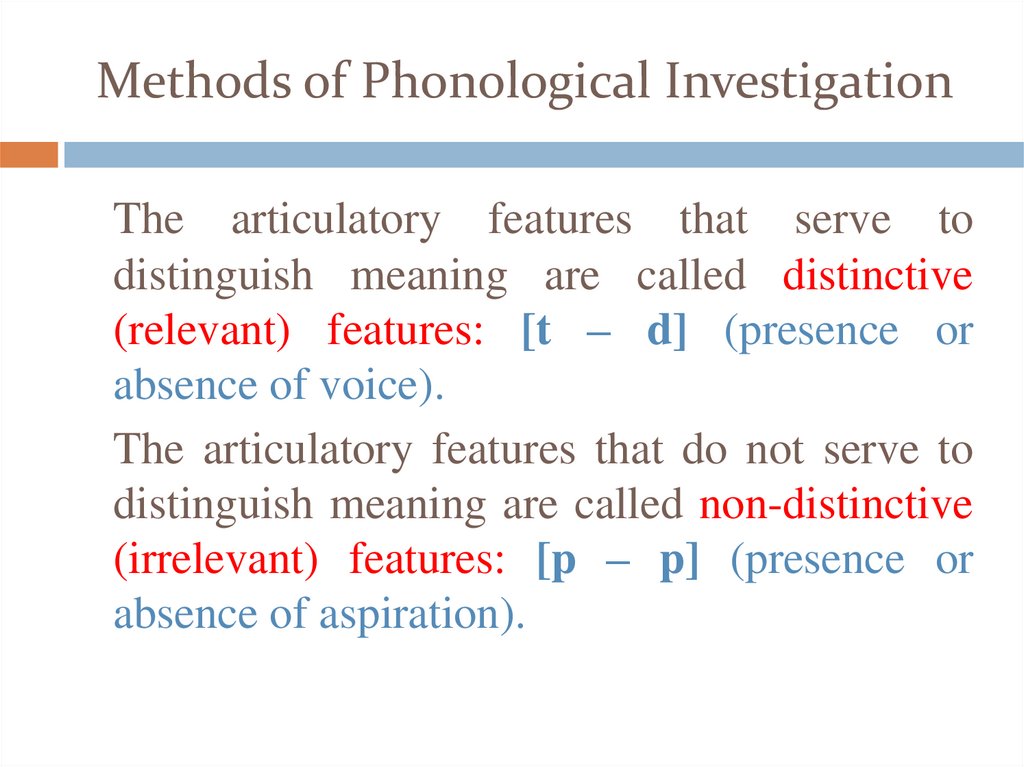 Methods of Phonological Investigation