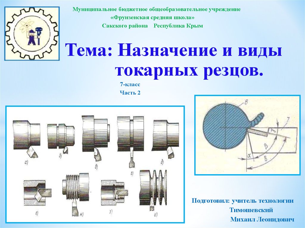 Виды и назначения токарных резцов 7 класс презентация