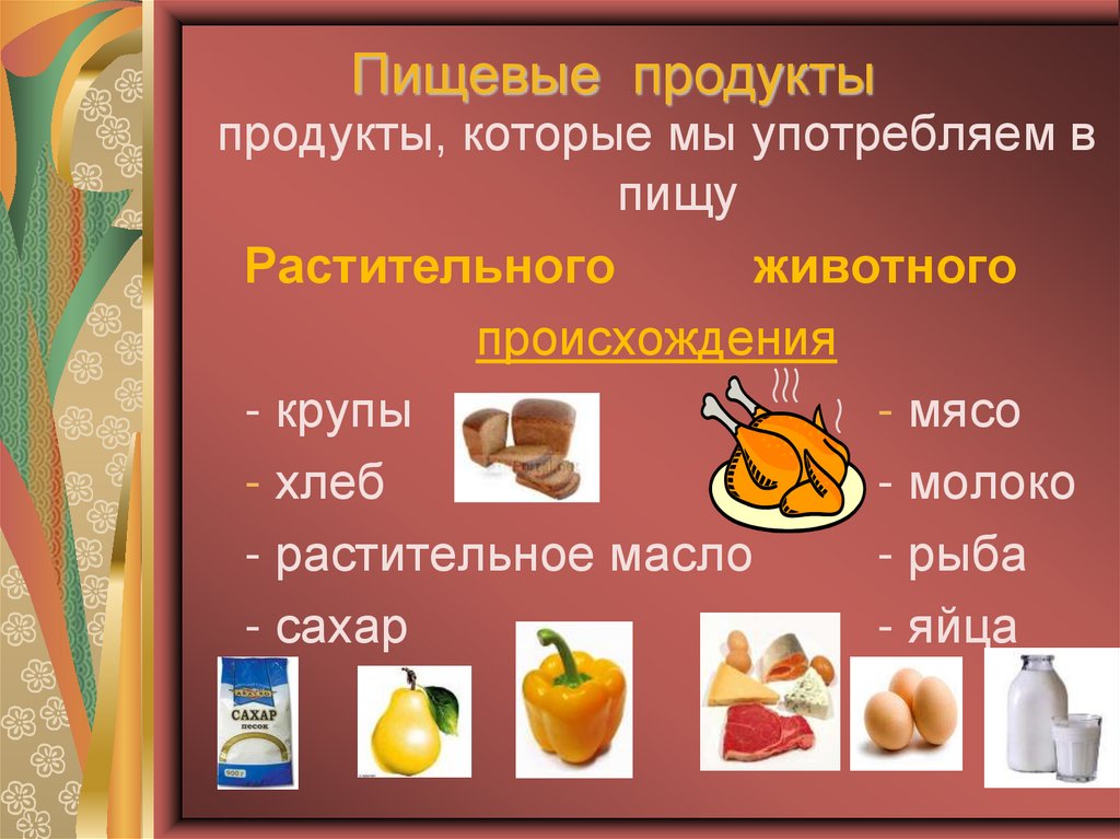 Урок питания. Пищевые продукты и питательные вещества. Питательные вещества в продуктах питания. Презентация пищевые вещества. Пищевых продуктов презентация.