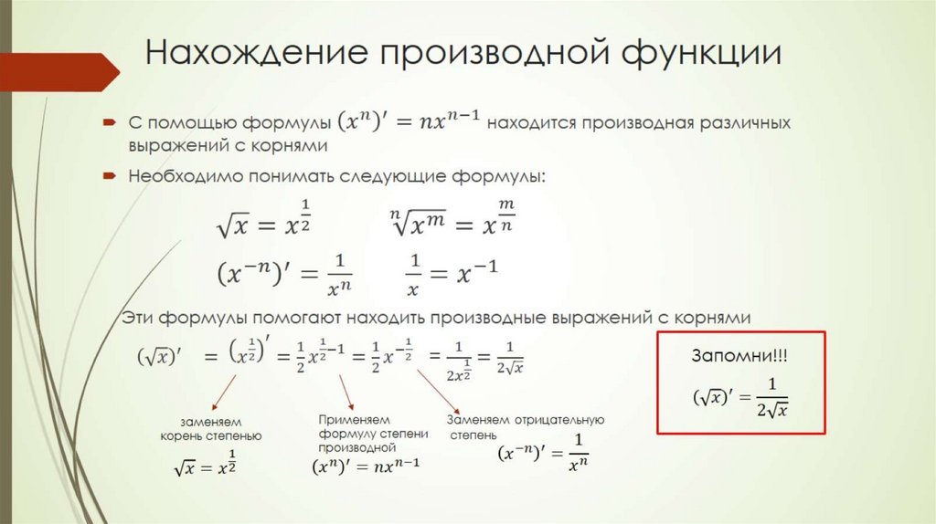 Нахождение производной функции
