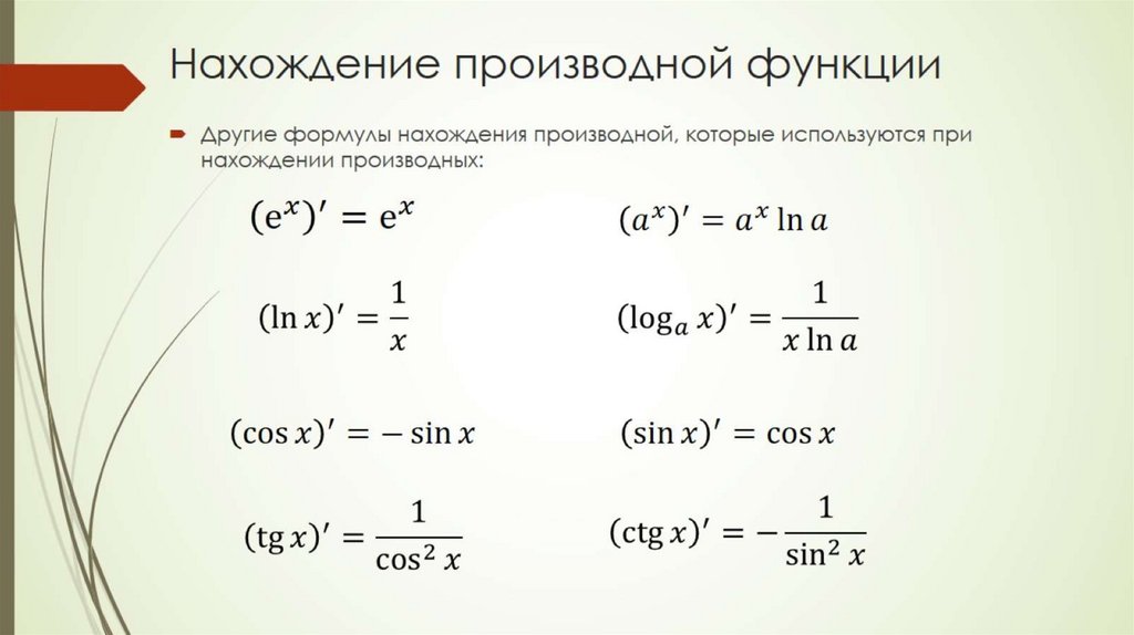 Нахождение производной функции