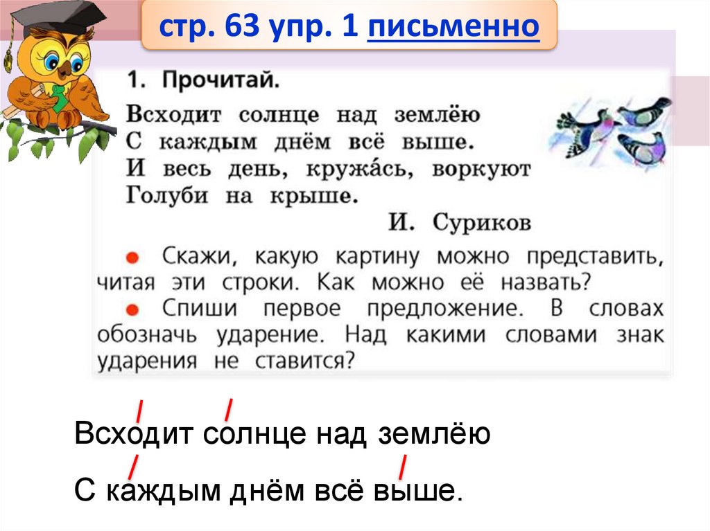 Схема ударных и безударных слогов