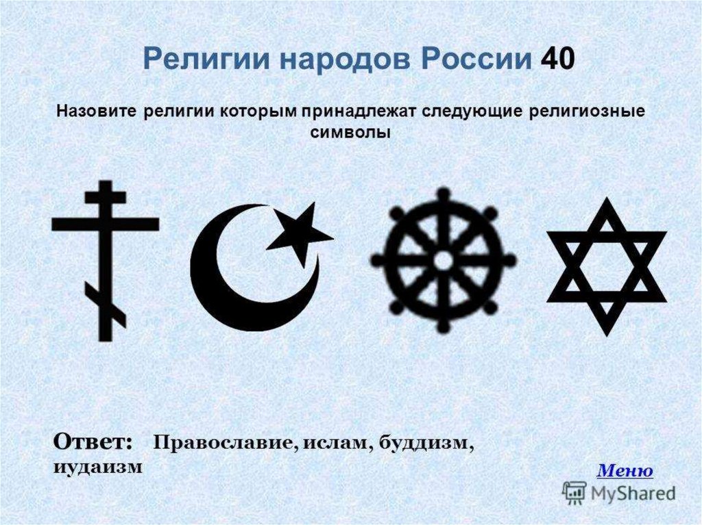 Назовите главный символ. Знаки религий. Религиозные символы. Символы религий России.