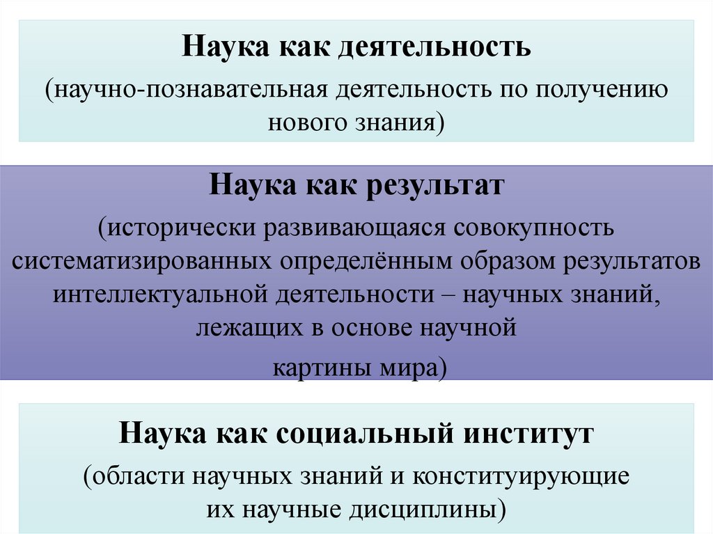 Итоги науки. Научная познавательная деятельность. Наука как познавательная деятельность. Исторически развивающаяся совокупность. Наука как знание.