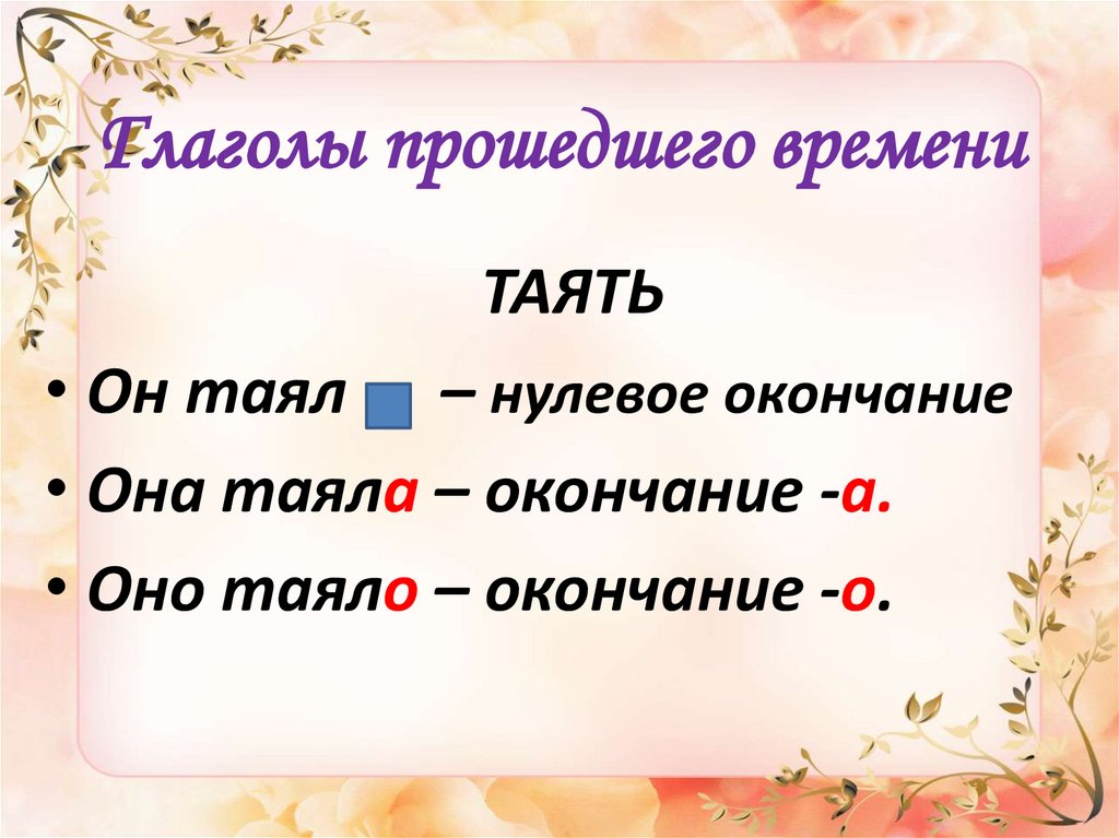 Роль глаголов в прошедшем времени 3 класс