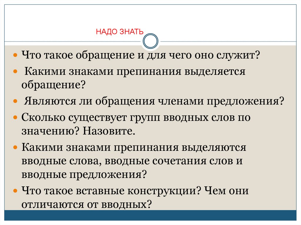 Обращение вводные слова и вставные конструкции 9 класс презентация