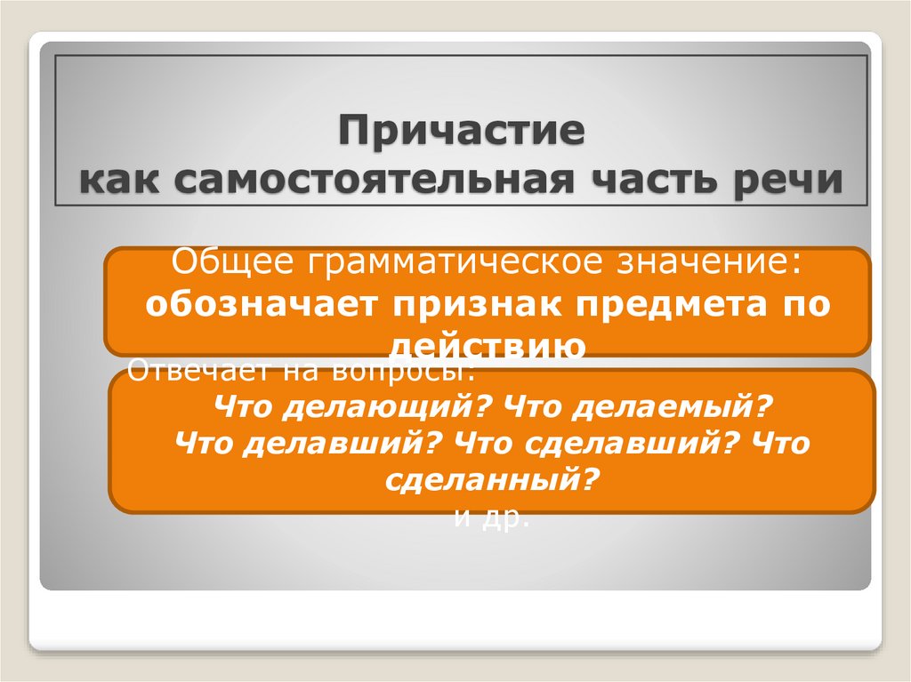 Проект причастие как часть речи