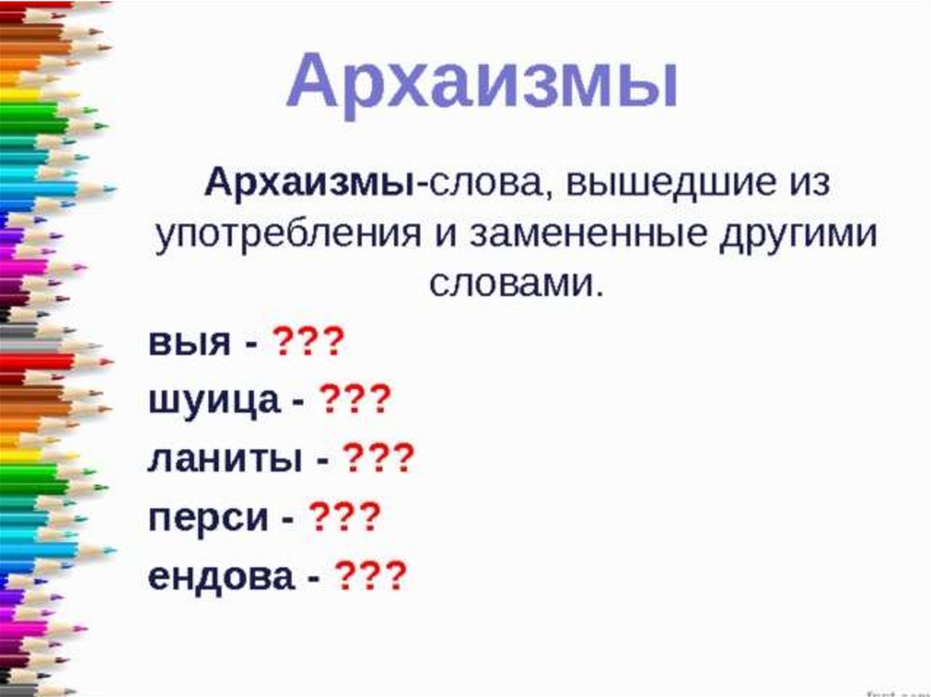 Устаревшие слова архаизмы неологизмы