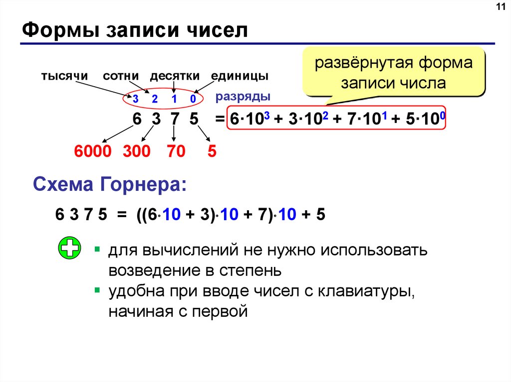 Схема горнера информатика 10 класс