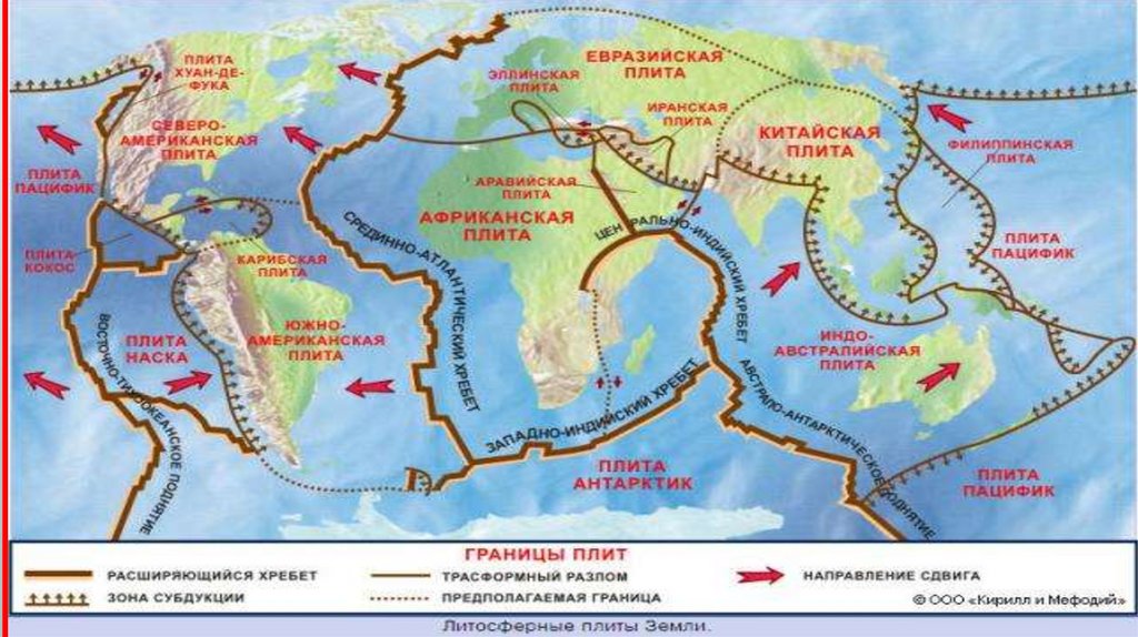 Какая карта необходима для изучения движения литосферных