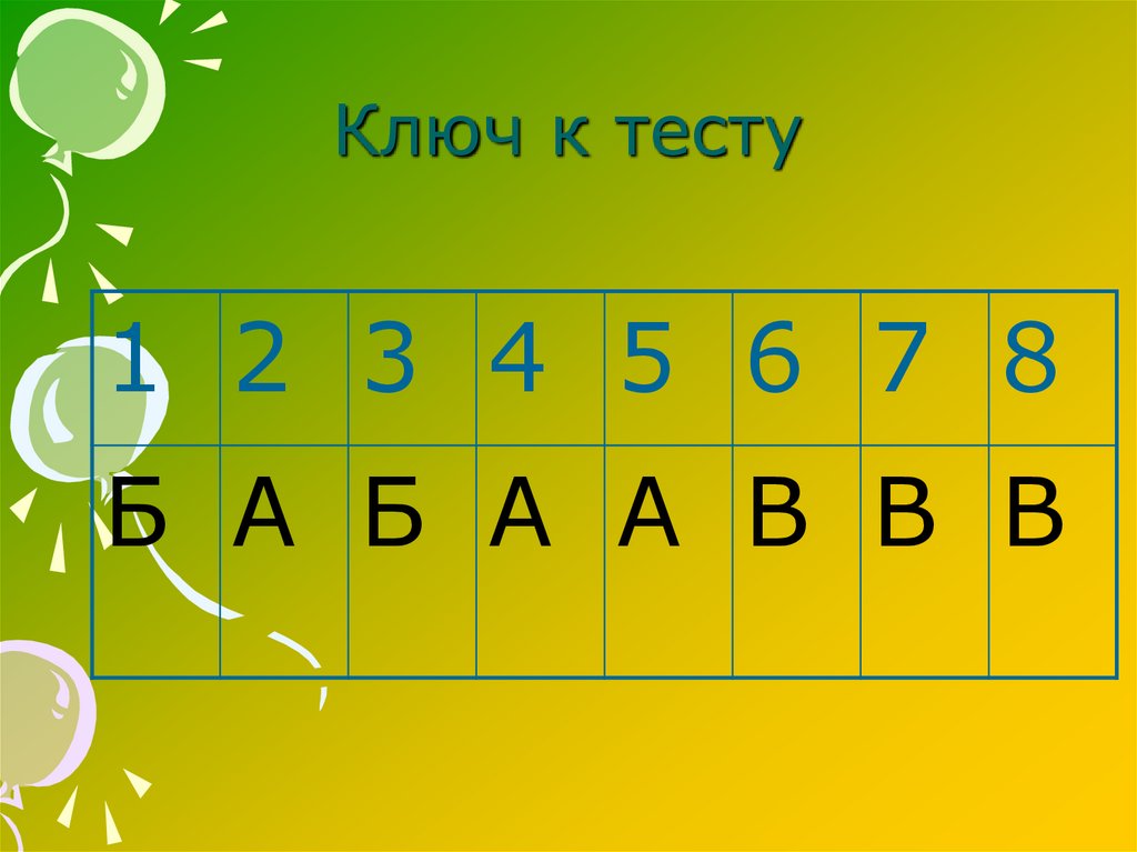 Ключ к тесту