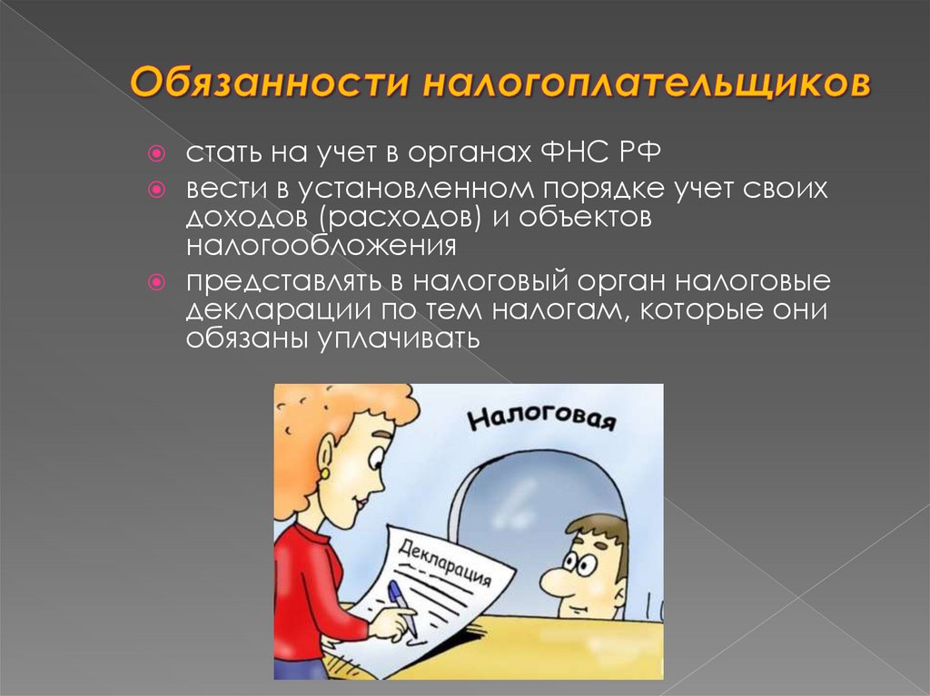 Права и обязанности налогоплательщика презентация 11 класс