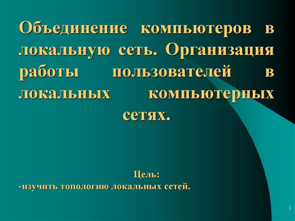 Организация работы пользователей в локальных компьютерных сетях презентация