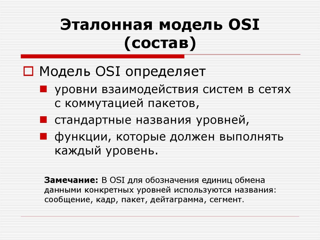 Эталонная модель OSI (состав)