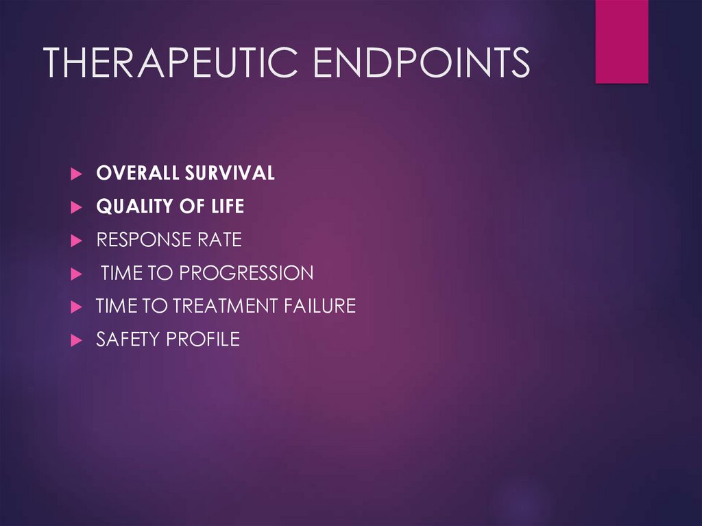 THERAPEUTIC ENDPOINTS