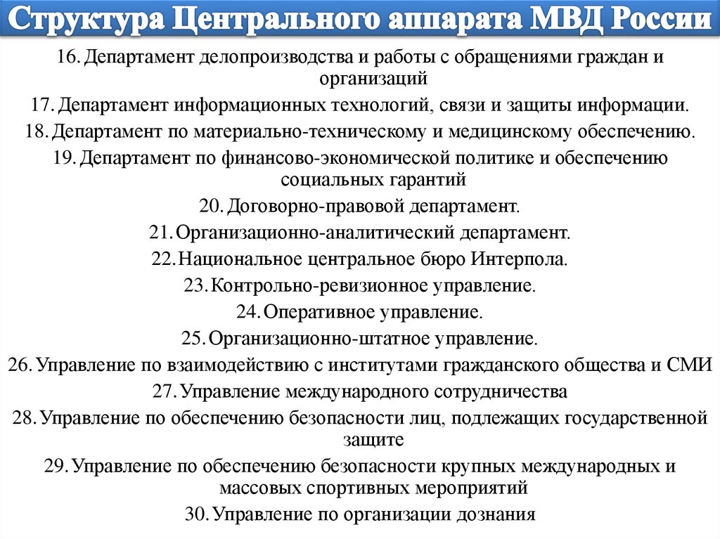 Центральный аппарат мвд схема