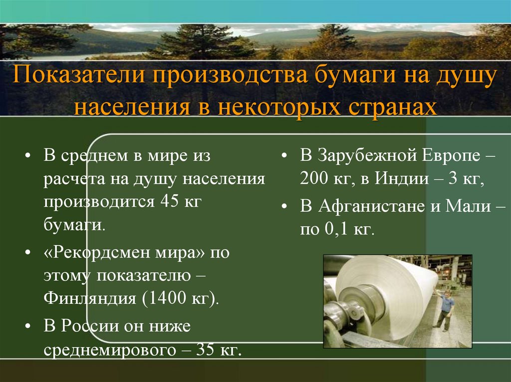 Лесная промышленность презентация 10 класс. Центры Лесной промышленности в мире. Показатели производства бумаги в мире.