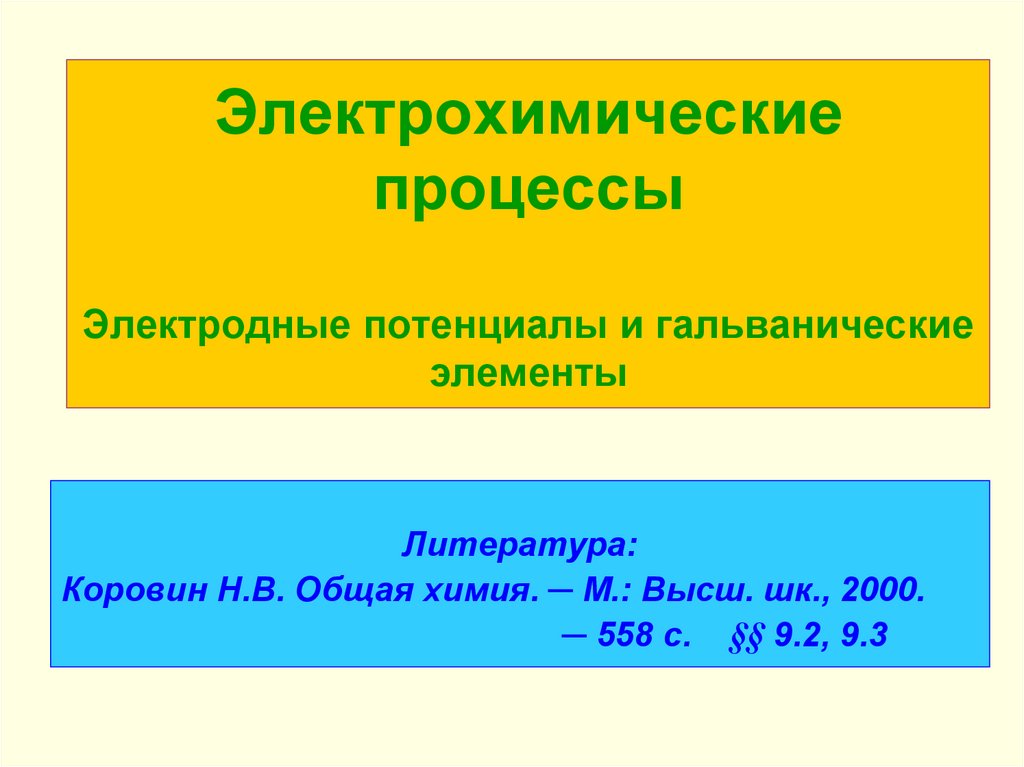 Электрохимические процессы презентация