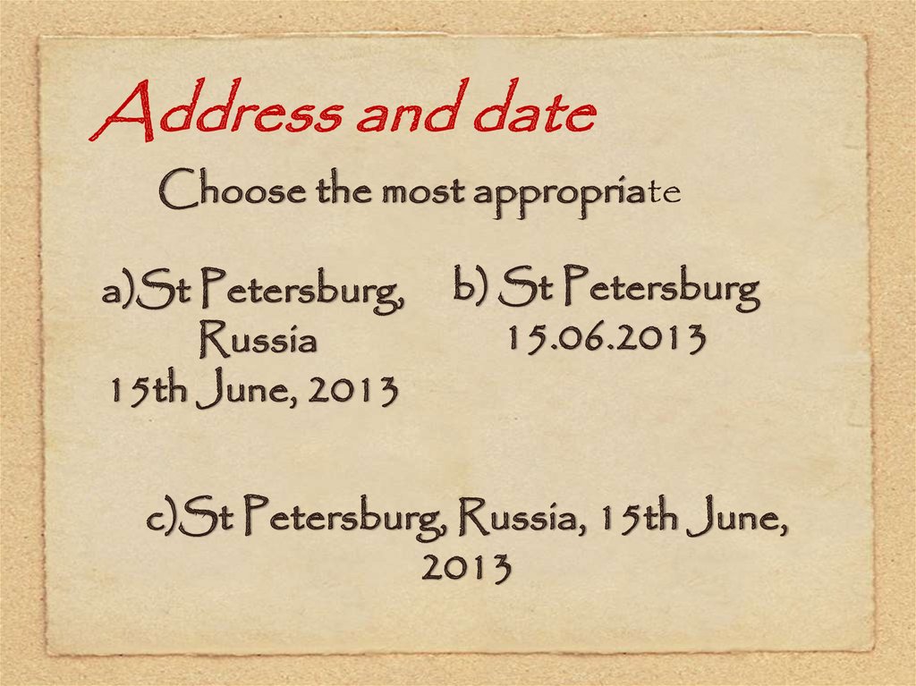 Address and date